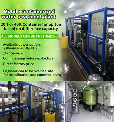 1.65kw 컨테이너식 수처리 공장, SS304 3000 lph rO 공장